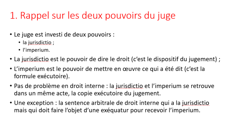 Cours à l’école du Barreau (5) – l’exécution internationale